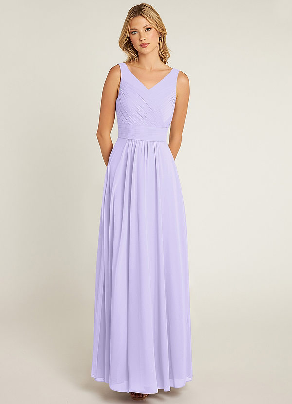 Azazie Pierrette Bridesmaid Dresses Lilac A-Line Pleated Chiffon Dress image1