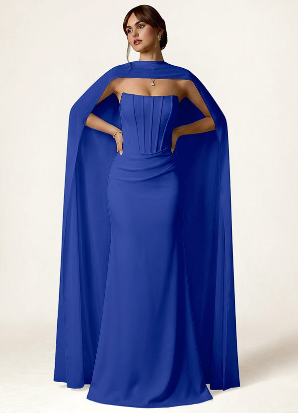 front Azazie Matching Color Chiffon Pearl Trim Scarf