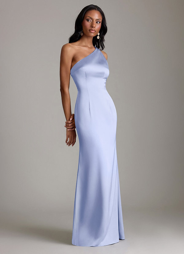 Azazie Voni Abiti da Damigella Abito Sirena in Raso Elasticizzato Monospalla Ghiaccio image1