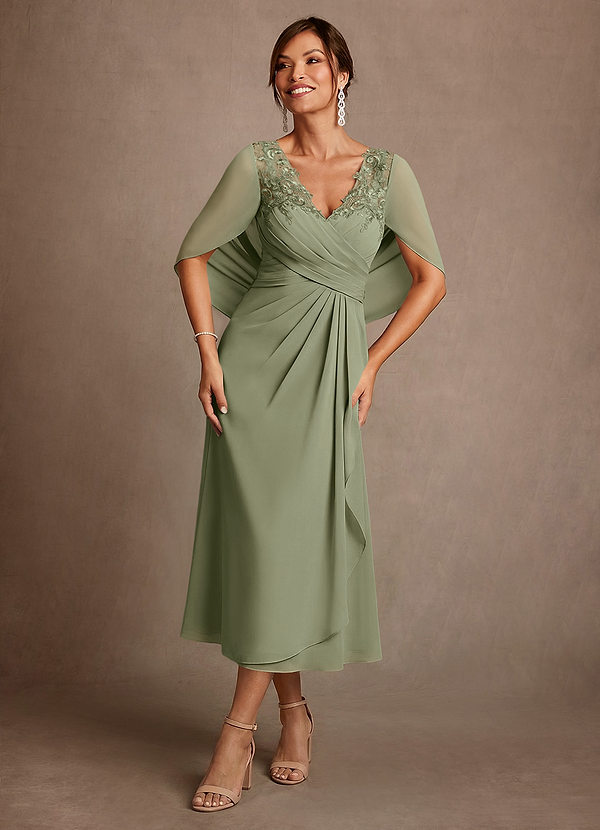 Azazie Forums Klänningar till brudens mor Klä A-Line i Spets Pistasch image1