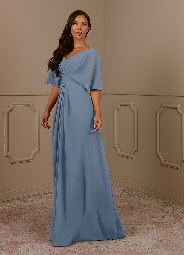 Azazie Oksana Mother of the Brides Dresses Twilight A-Line V-Neck Pleated Chiffon Dress image1