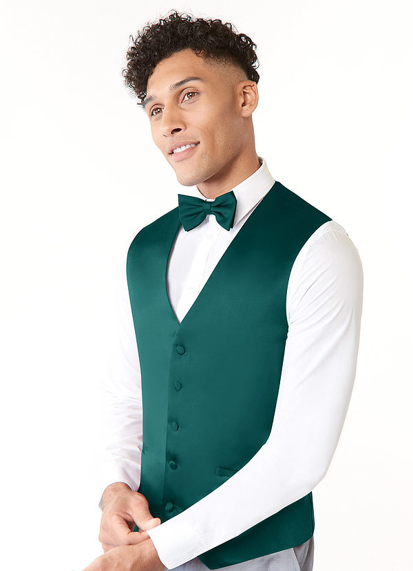 front Set med väst och fluga i matt satin