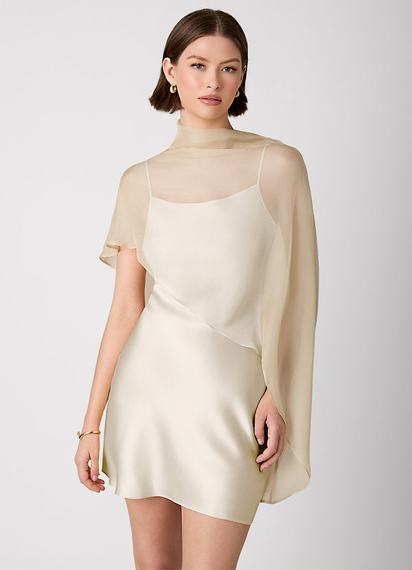 Crystle White Alabaster 100% Washable Silk Mini Dress image1