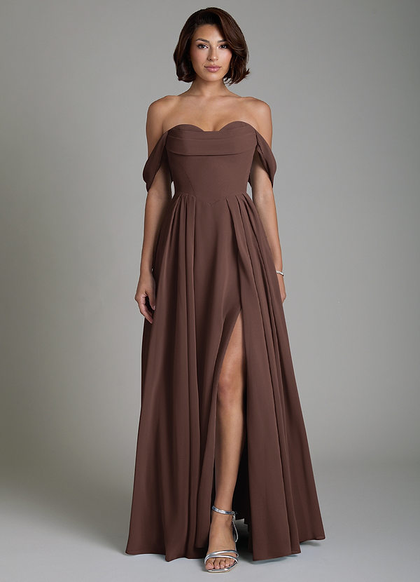 Azazie Loisa Brautjungfernkleider Wandelbar A-Linie Korsett Chiffon Kleid Ganache image1