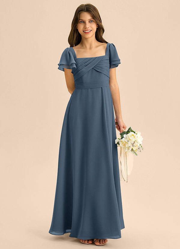 Azazie Azey Junior Neptune A-Line Ruched Chiffon Dress image1