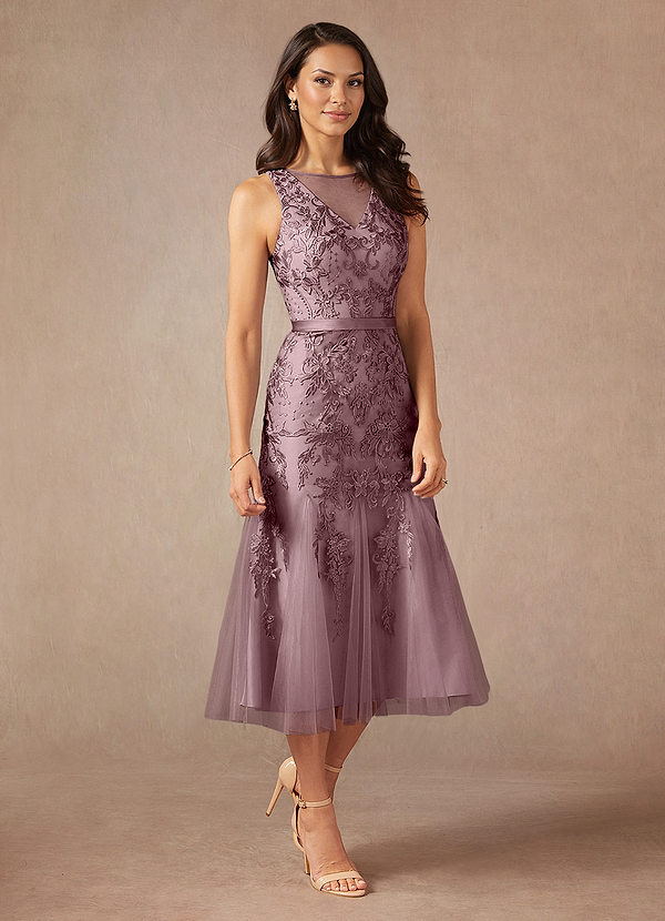 Azazie Herrin Mother of the Brides Dresses Dusty Rose Mermaid Lace Dress image1