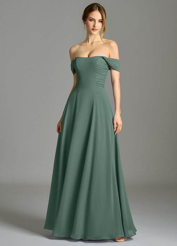 Azazie Oasis Bridesmaid Dresses Sea Moss A-Line with Pockets Chiffon Dress image1