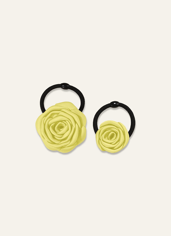 front Darling Poise Matte Satin Ivory Flower 2-Piece Hair Tie Set