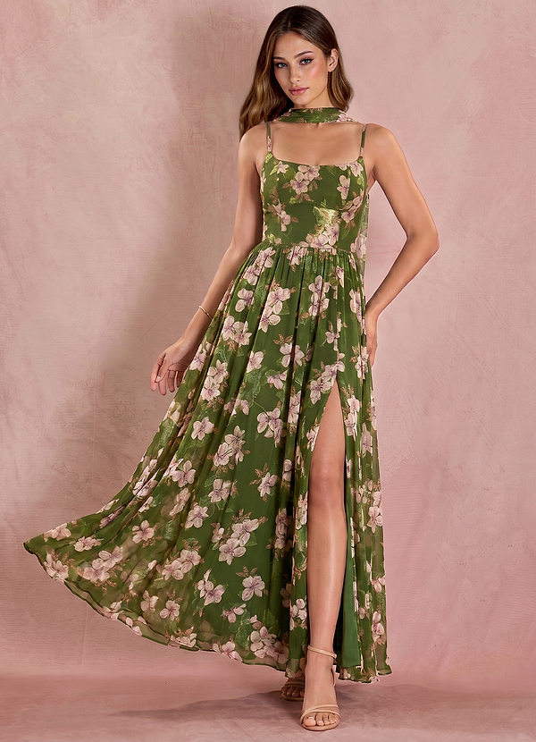 Fiora Green Floral Maxi Dress image1