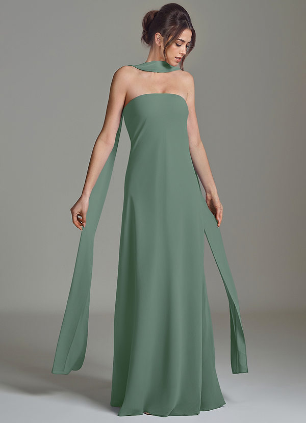 Azazie Ilana Bridesmaid Dresses Eucalyptus A-Line Strapless Chiffon Dress image1