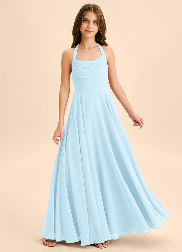 Azazie Kady Junior Linia A Dekolt w kształcie serca Szyfon Długość podłogi Młodsza druhna Sukienka image1