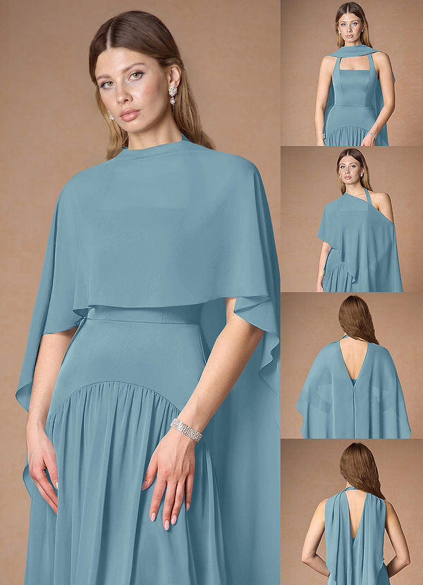 front Azazie Matching Color Chiffon Multiway Cape