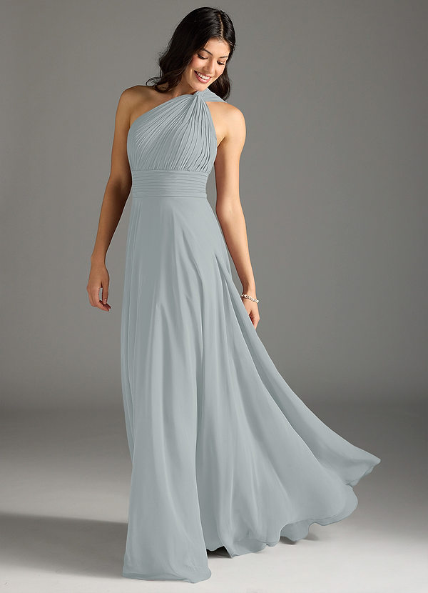 Azazie Charlize Bridesmaid Dresses Dolphin Grey A-Line One Shoulder Chiffon Dress image1