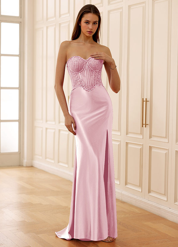 Arizona Pink Corset Rhinestone Lace Prom Dress image1