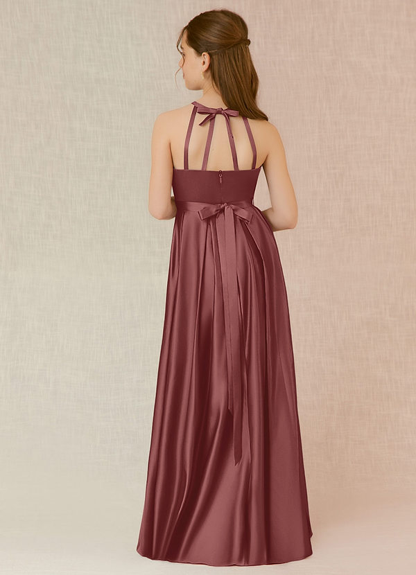Azazie Arianthe Junior Amethyst A-Line with Pockets Stretch Satin Dress image1