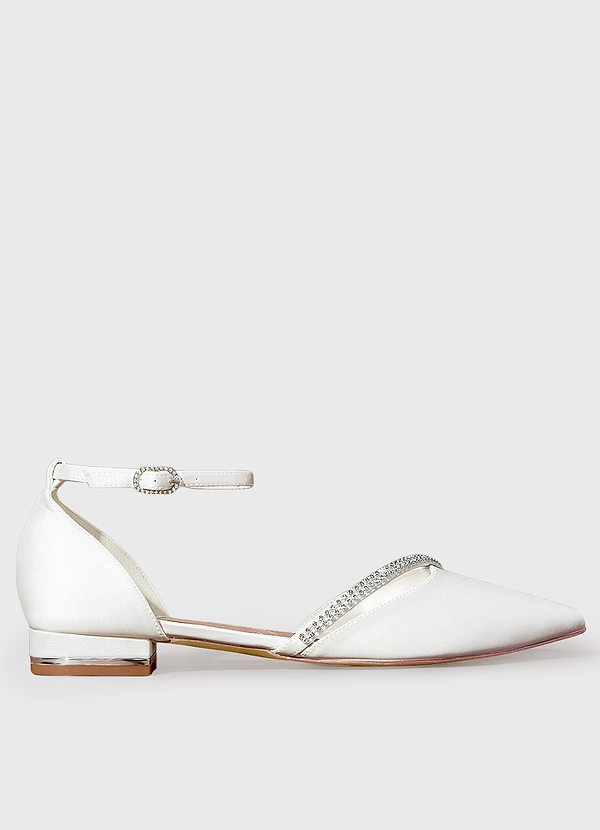 front Satin Crystal Strap Flats