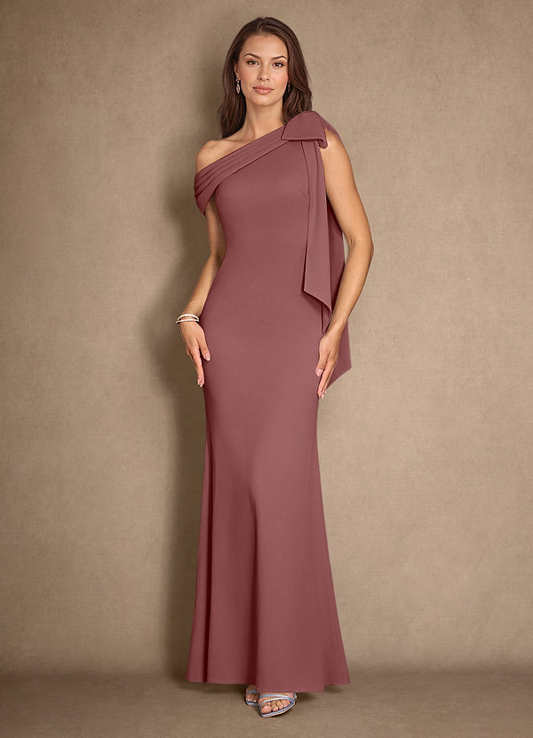 Azazie Myers Mother of the Brides Dresses Desert Rose Mermaid Pleated Stretch Crepe Dress image1