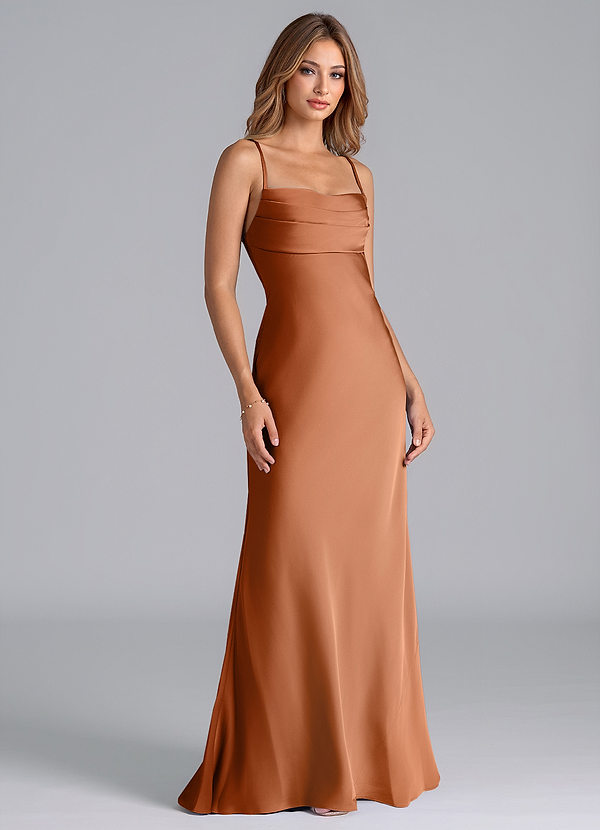 Azazie Seema Brudtärneklänningar Klä av Sjöjungfru i Stretch Satin Korsett Koppar image1