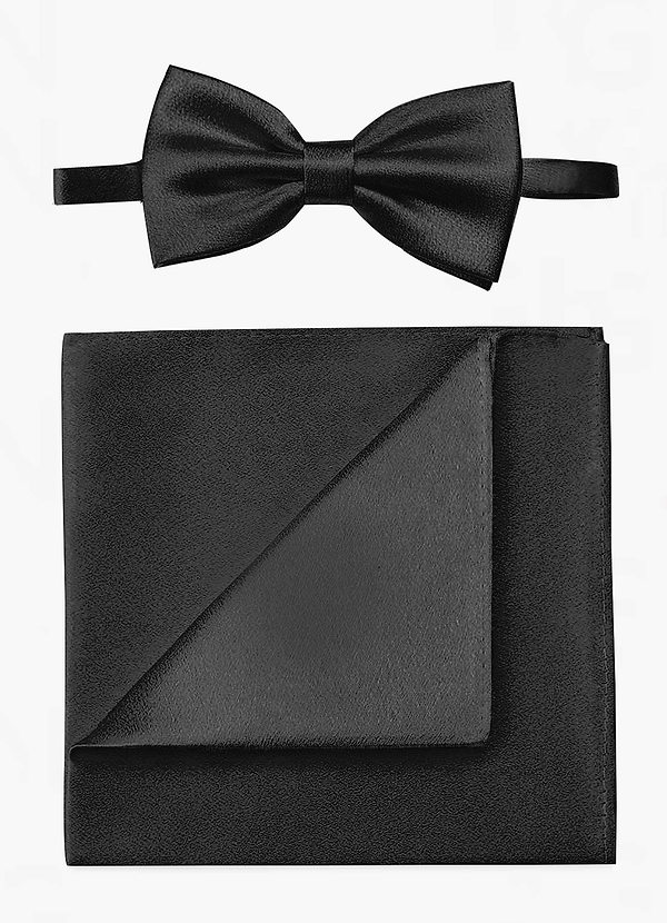 front Ensemble nœud papillon et pochette en satin métallisé