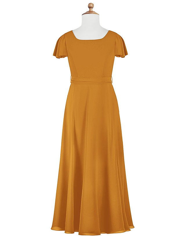 Azazie Olexa Junior Butterscotch A-Line Bow Chiffon Dress image1