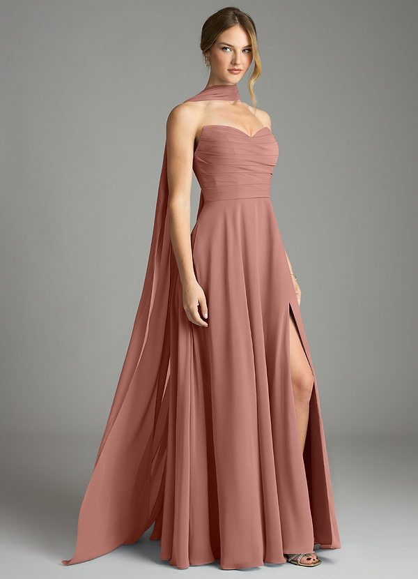 Azazie Ayla Abiti da Damigella Abito A-Line in Chiffon Scollo a Cuore Cedro Rosa image1