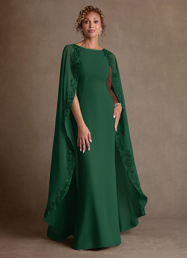 Azazie Artemisia Mother of the Brides Dresses Dark Green Sheath Lace Chiffon Dress image1