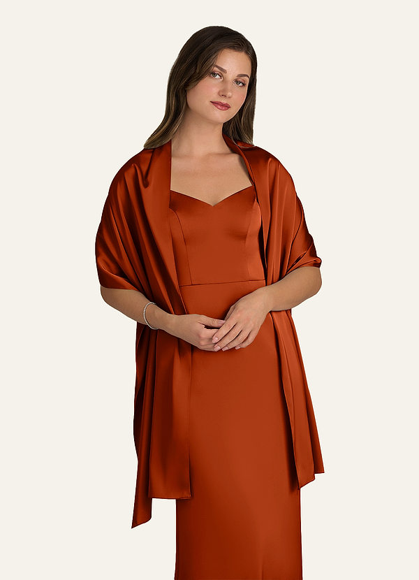 front Azazie Matching Color Ireland Stretch Satin Shawl