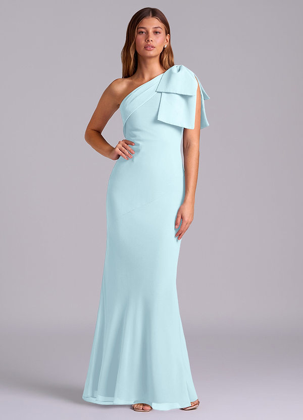 Azazie Yuanna Bridesmaid Dresses Cloud Blue Mermaid One Shoulder Chiffon Dress image1