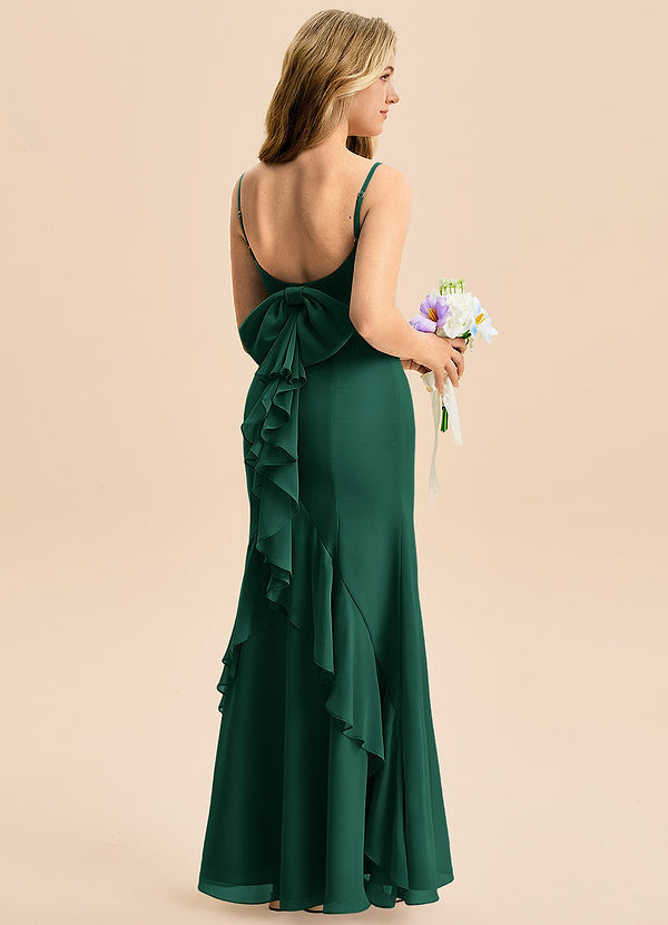 Azazie Lioren Junior Emerald Mermaid Bow Chiffon Dress image1