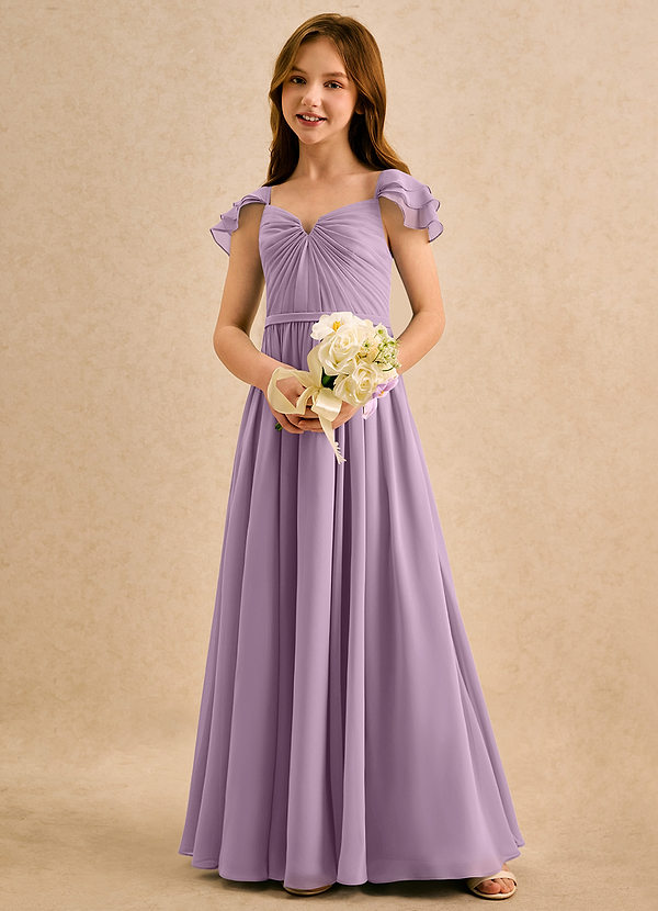 Azazie Meimei Girls Formal Vestidos de Niña de Flores Vestido de Glicinia de Gasa de Corte en A con Plisado image1