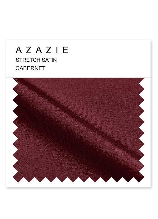 front Échantillon de satin extensible Azazie Cabernet