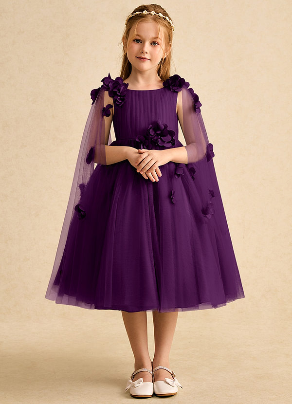 Azazie Staria Flower Girl Dresses Grape Ball-Gown Ruched Tulle Dress image1