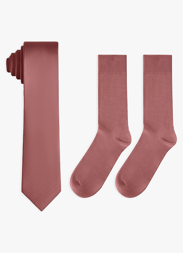 front Matching Stretch Satin Skinny Tie and Cotton Socks Set