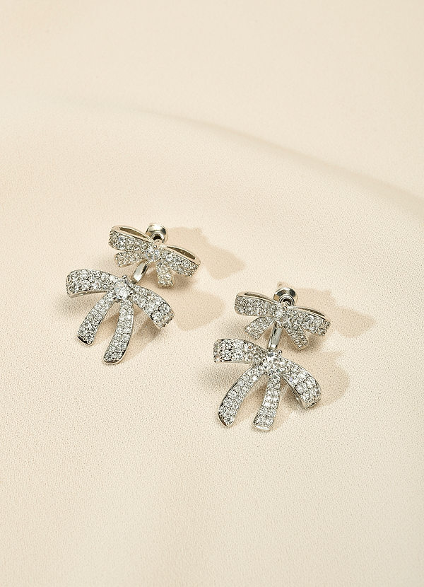 front Boucles d'oreilles pendantes en forme de nœud en strass