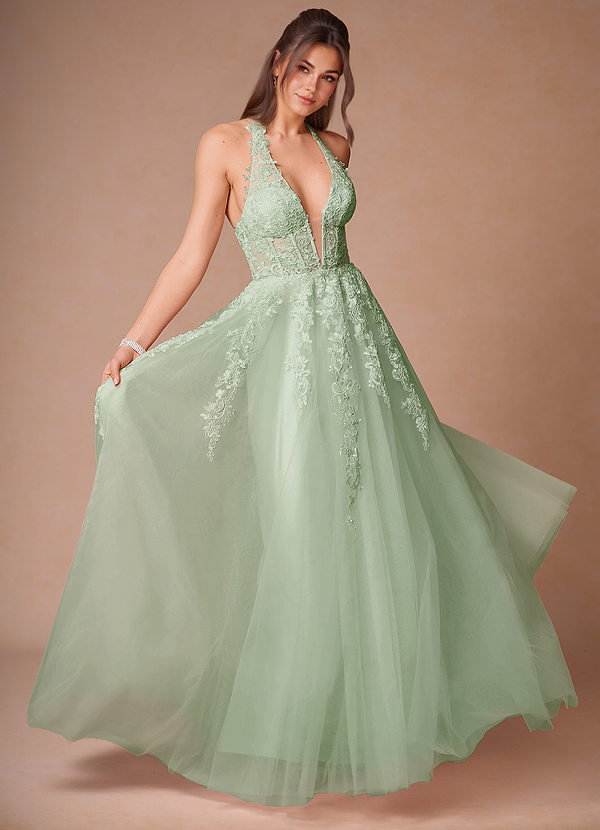 Darlene Dusty Sage Applique Dress image1