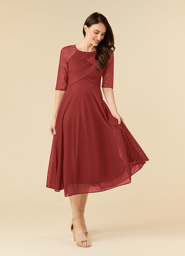 Azazie Gracelyn Mother of the Brides Dresses Rust A-Line Lace Dress image1