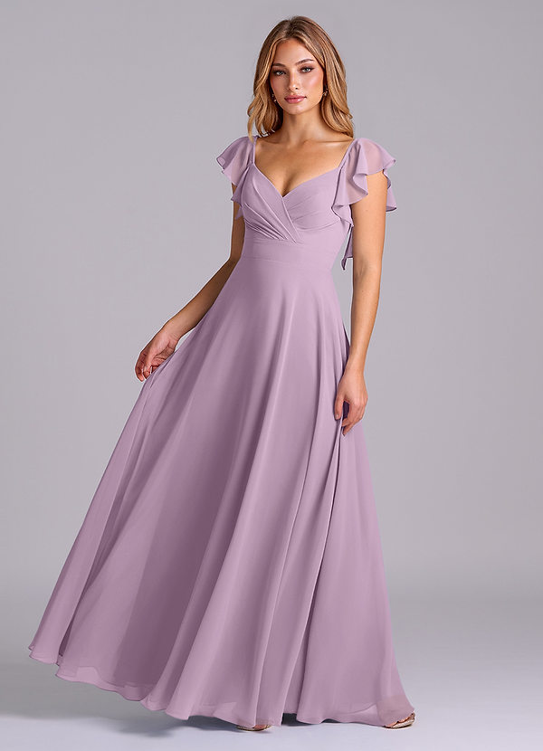 Azazie Leilani Bridesmaid Dresses Wisteria A-Line Pleated Chiffon Dress image1