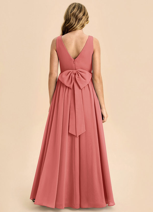 Azazie Hathaway Junior Antique Rose A-Line Bow Chiffon Dress image1