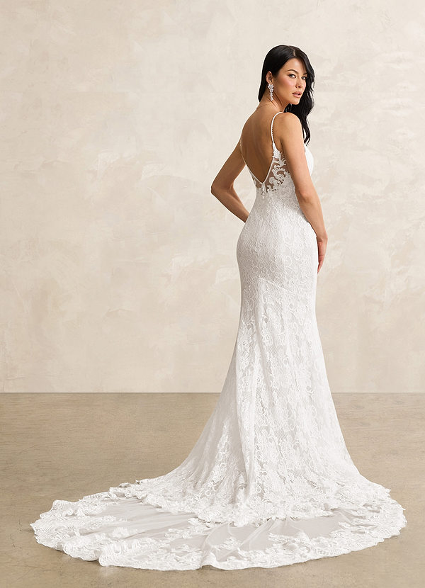 Azazie Prudence Wedding Dresses Diamond White Mermaid Sequins Tulle Dress image1