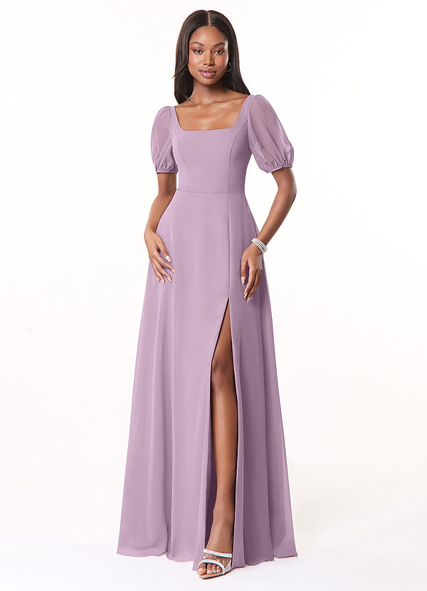 Azazie Alani Bridesmaid Dresses Wisteria A-Line Square Neckline Chiffon Dress image1