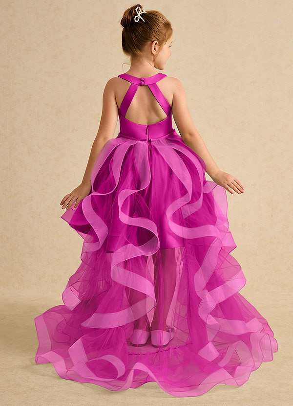 Azazie Julietta Flower Girl Dresses Fuchsia Ball-Gown Convertible Tulle Dress image1