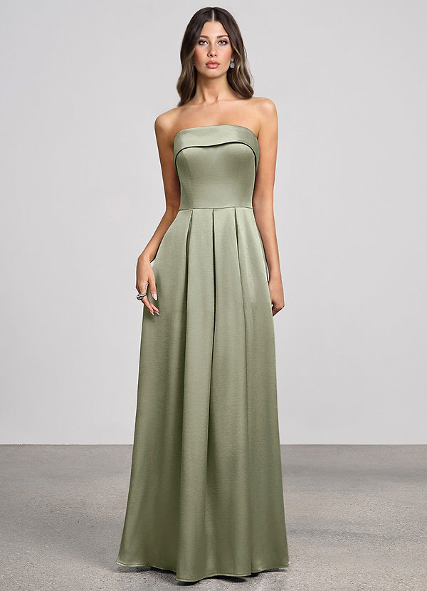 Isolde Dusty Sage Luminous Satin Maxi Dress image1