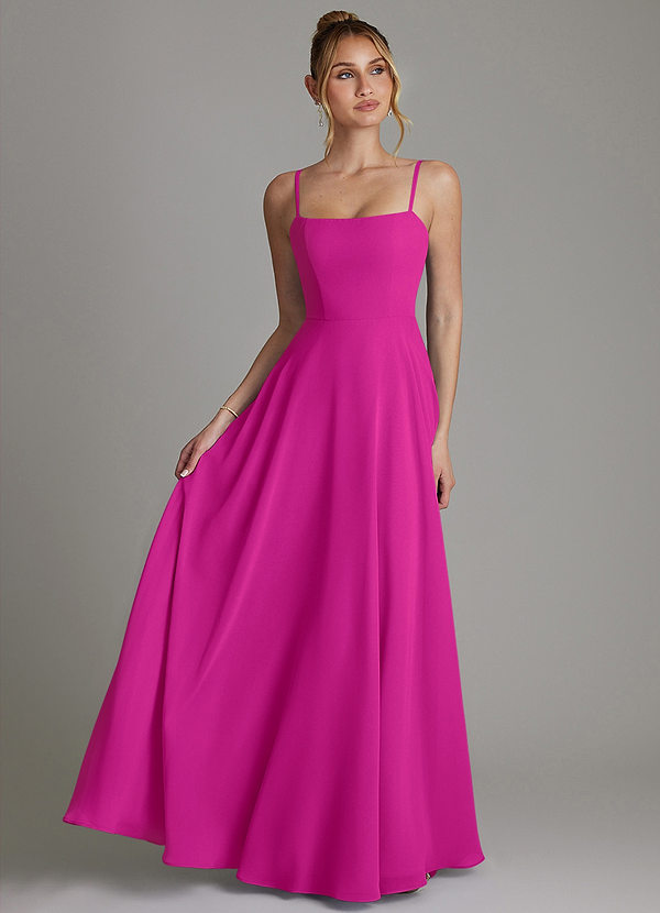 Azazie Elita Bridesmaid Dresses Fuchsia A-Line Pleated Chiffon Dress image1