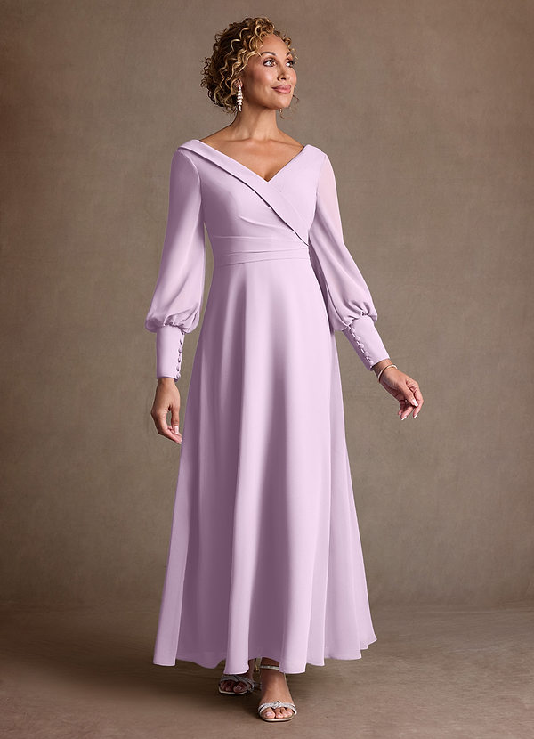 Azazie Paterson Mother of the Brides Dresses Frosted Lilac A-Line Pleated Chiffon Dress image1