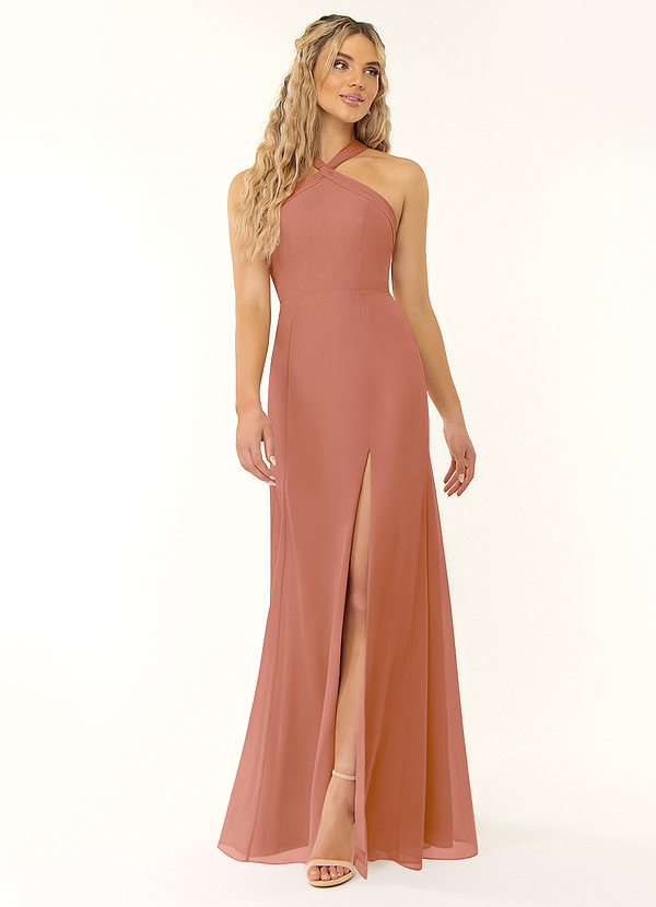 Azazie Rue Abiti da Damigella Abito A-Line in Chiffon con Scollo Halter Più Tagliato image1
