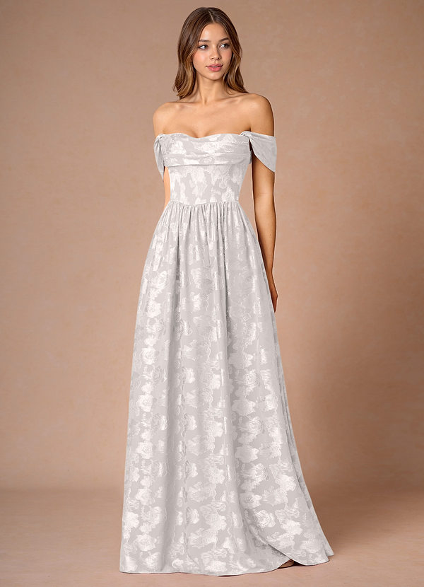 Briar Cream Off-Shoulder Pleated Prom Dress image1