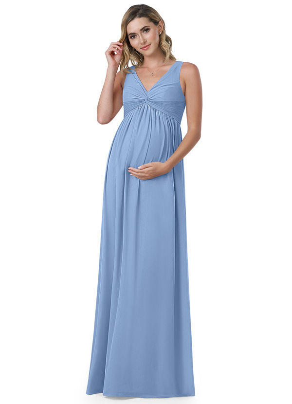 Azazie Yetta Steel Blue Maternity Bridesmaid Dresses | Azazie