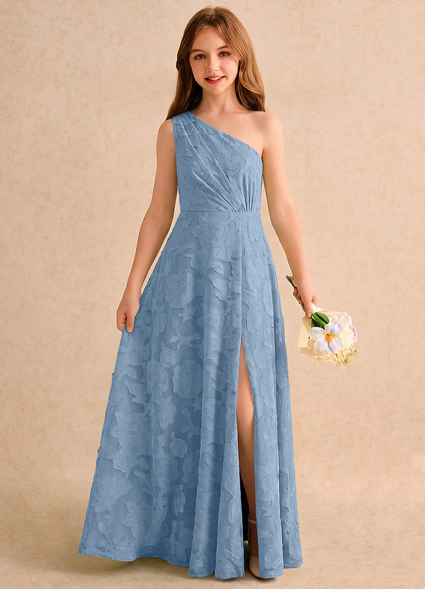 Azazie Pudles Girls Formal Sukienki dla Dziewczynki Sypiącej Kwiaty Litera A Na jedno ramię Kwiatowe wypalenie Do podłogi Sukienka image1