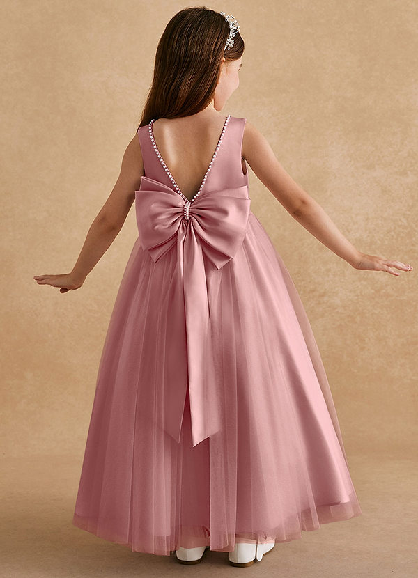 Cookie Flower Girl Dresses Dusty Rose A-Line Bow Tulle Dress image1