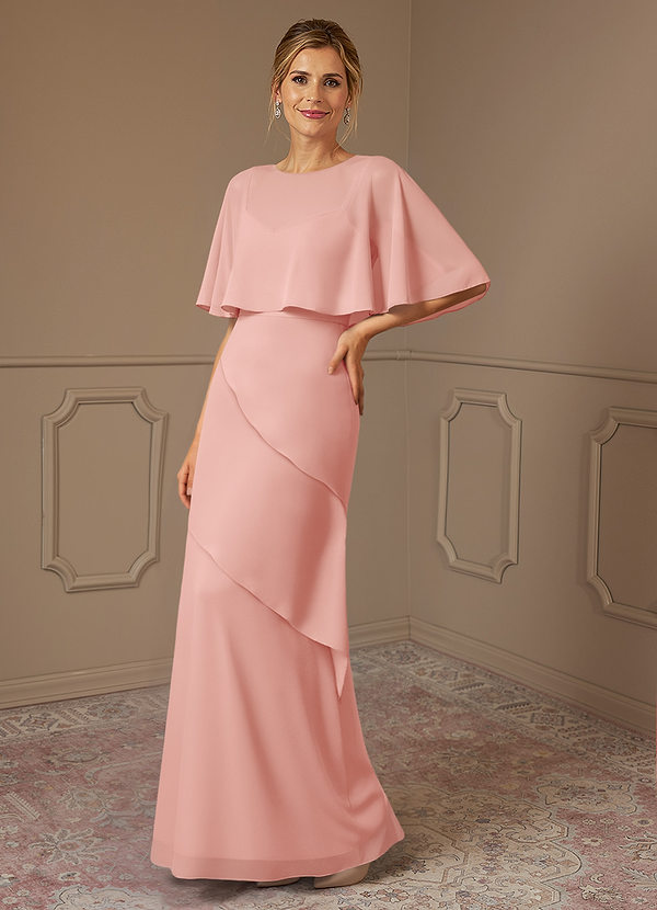Azazie Bowie Robe Mère de la Mariée & du Marié Robe Trapèze en Mousseline de soie Rosette image1
